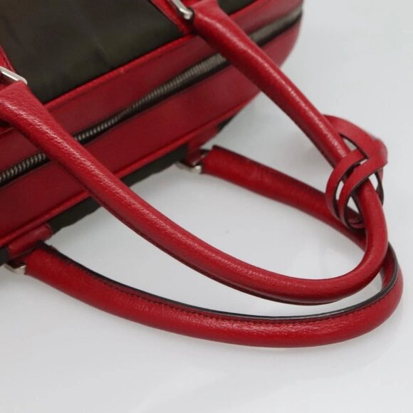 PRADA Hand Bag Nylon Leather Khaki Silver Auth bs24484 - Picture 8 of 16